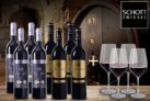8er-Paket mit zwei verschiedenen Rotweinen + 4 Schott-Zwiesel Gläsern für nur 44,90 Euro