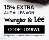 15% Rabatt auf alles von Wrangler bei Jeans-Direct